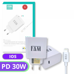 CARREGADOR HOMOLOGADO TIPO-C X LIGHTNING FKT-M305 FAM