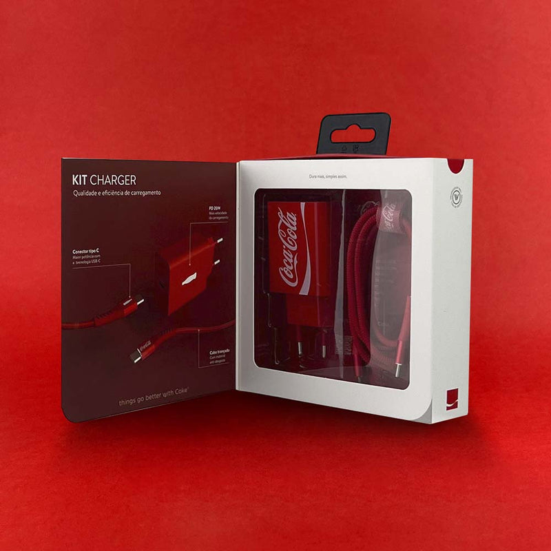 Kit Carregador  Fonte + Cabo  USB-C RD Coke