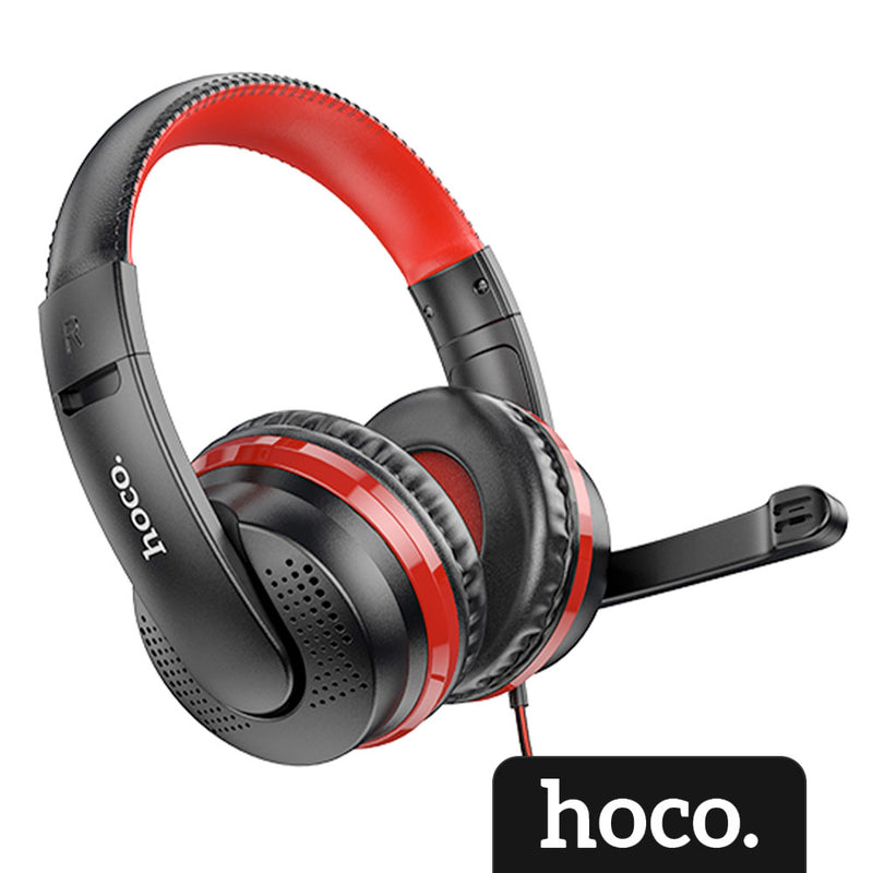 Fone Gamer Hoco c/ Microfone Headset  Preto/Vermelho