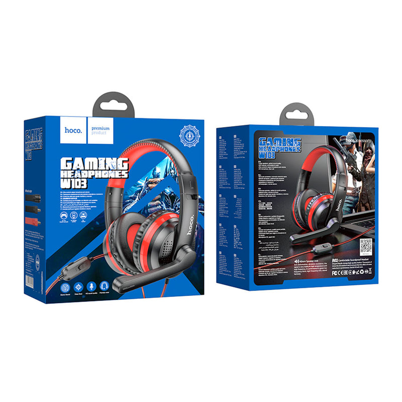 Fone Gamer Hoco c/ Microfone Headset  Preto/Vermelho