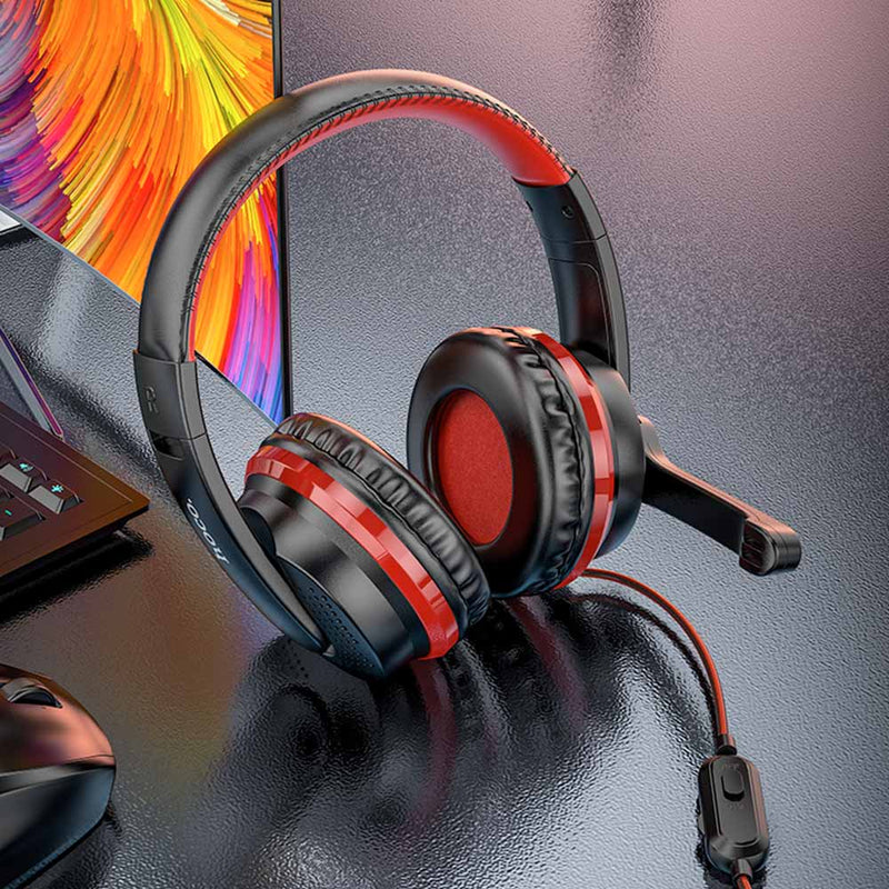 Fone Gamer Hoco c/ Microfone Headset  Preto/Vermelho