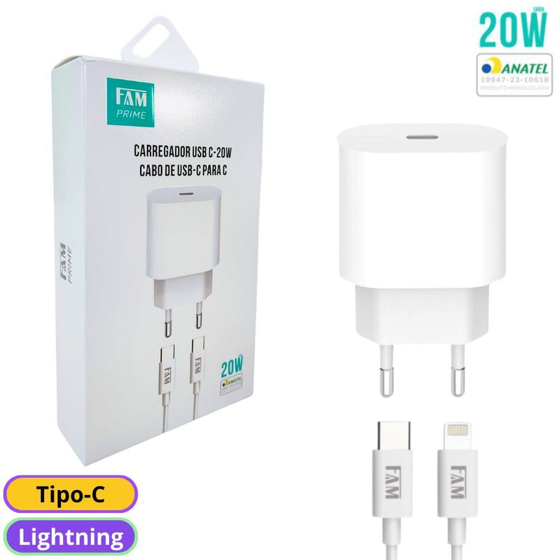 CARREGADOR USB-C X LIGHTNING FKT-PD525 FAM